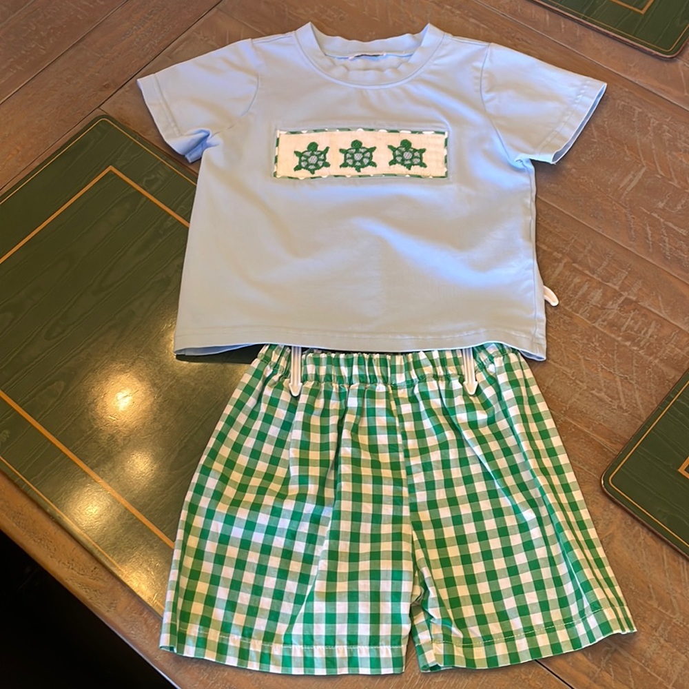 Turtle Smocked Shirt with Matching Shorts